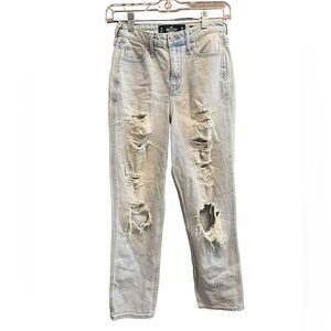 Hollister Ultra High Rise Mom Distressed Jean Vintage Stretch Size 1R